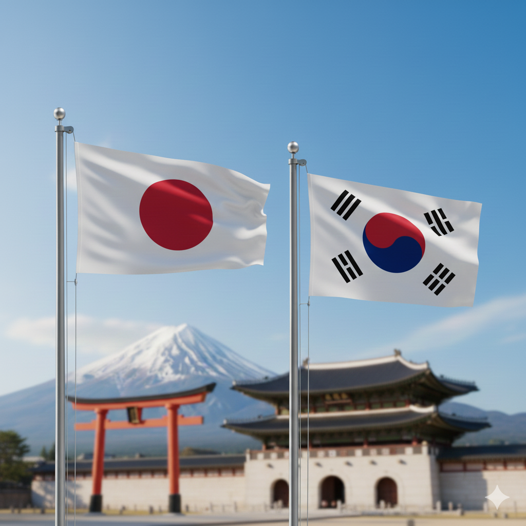 Japanese and Korean Flags